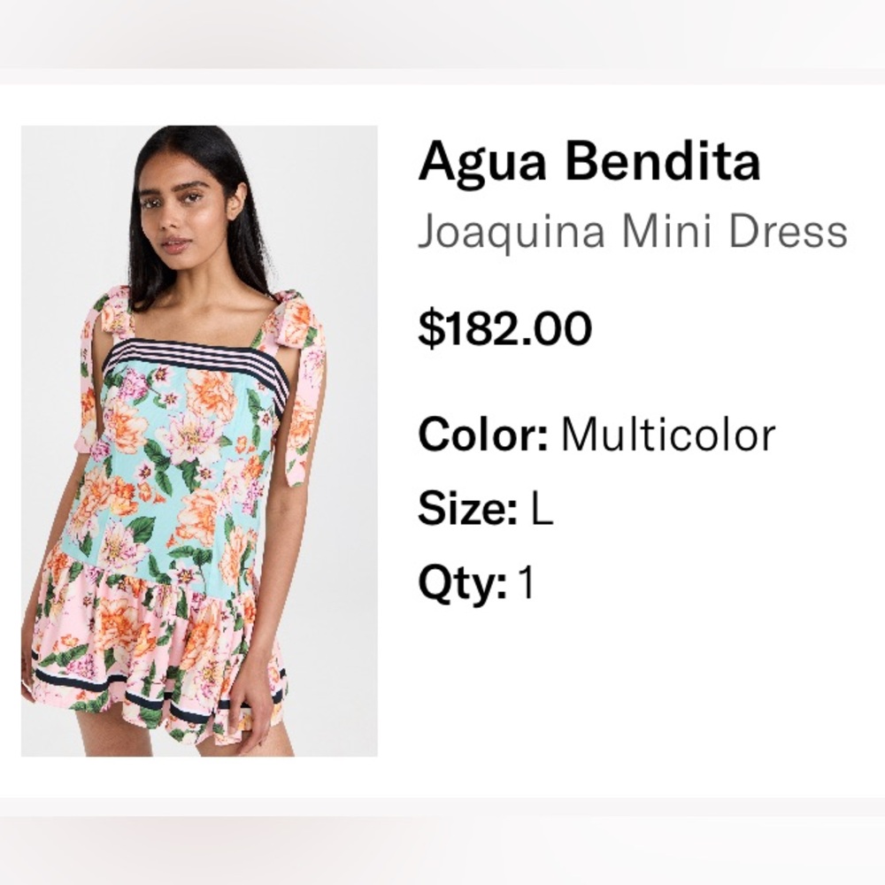 Agua Bendita, Joaquina Mini Dress, Size Large (fits more like a medium)